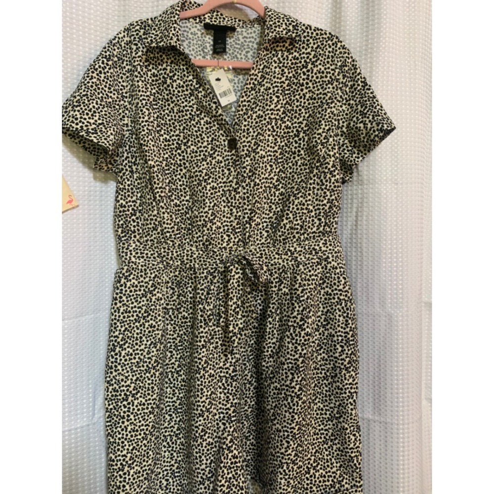 Lane Bryant Womens Size 14 Cheetah Animal Print Short Sleeve Button Front Romper